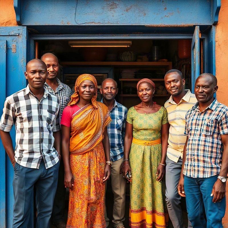 The Orchardcanvasv family team of seven standing outside their Oloo Street shopfront